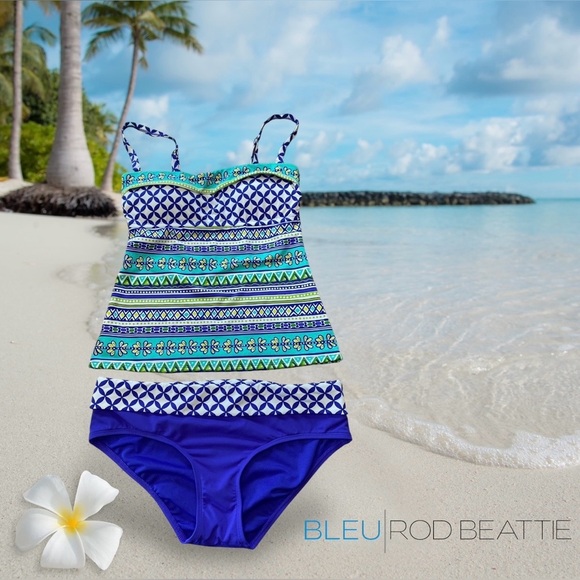 NEW, Bleu Rod Beattie, Printed Tankini Set, Size 6, Blue, White, Turquoise 🌴 - Picture 2 of 11